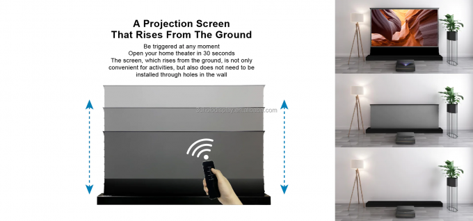92" 100" 110" 120" 135" 150" الشاشات الكهربائية المرتفعة للأرضية مع مواد رفض الضوء المحيطي 1