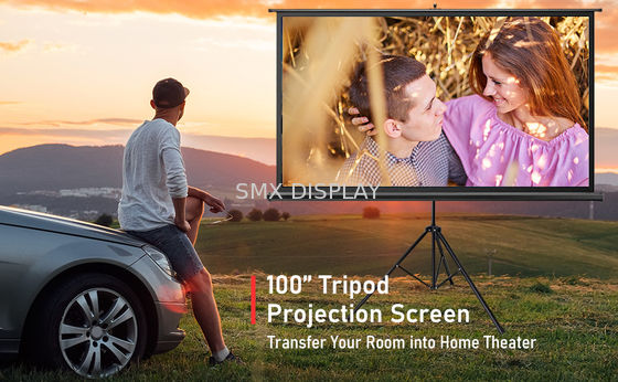 جودة شاشة عرض سينمائية محمولة بحامل ثلاثي القوائم 96 × 96 بوصة 244 × 244 سم مصنع